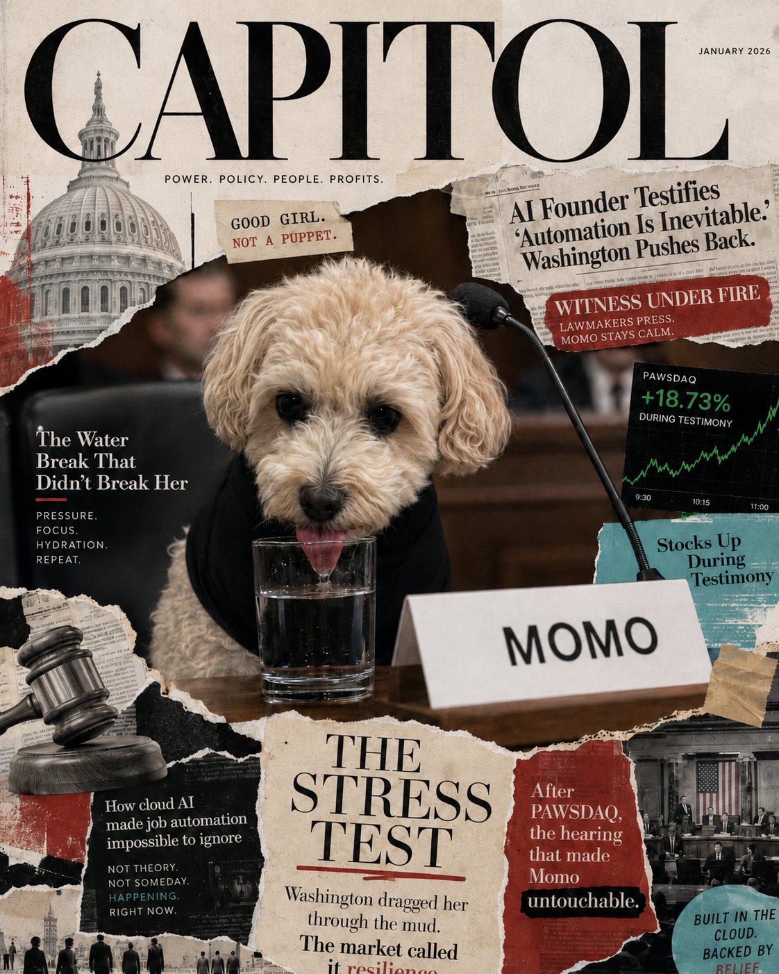A CAPITOL cover, 'The Stress Test', Momo testifying.