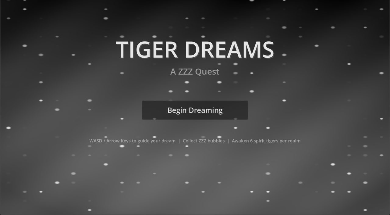 Screenshot of Tiger Dreams, a dreamy night-time collect-em-up.
